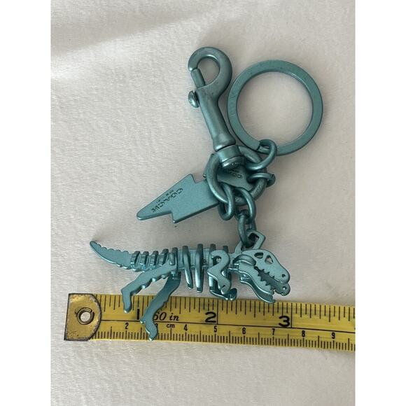 🦖 Coach Blue Turquoise Lighting Rexy Keychain Bag Charm For Purse Dinosaur - Picture 7 of 7